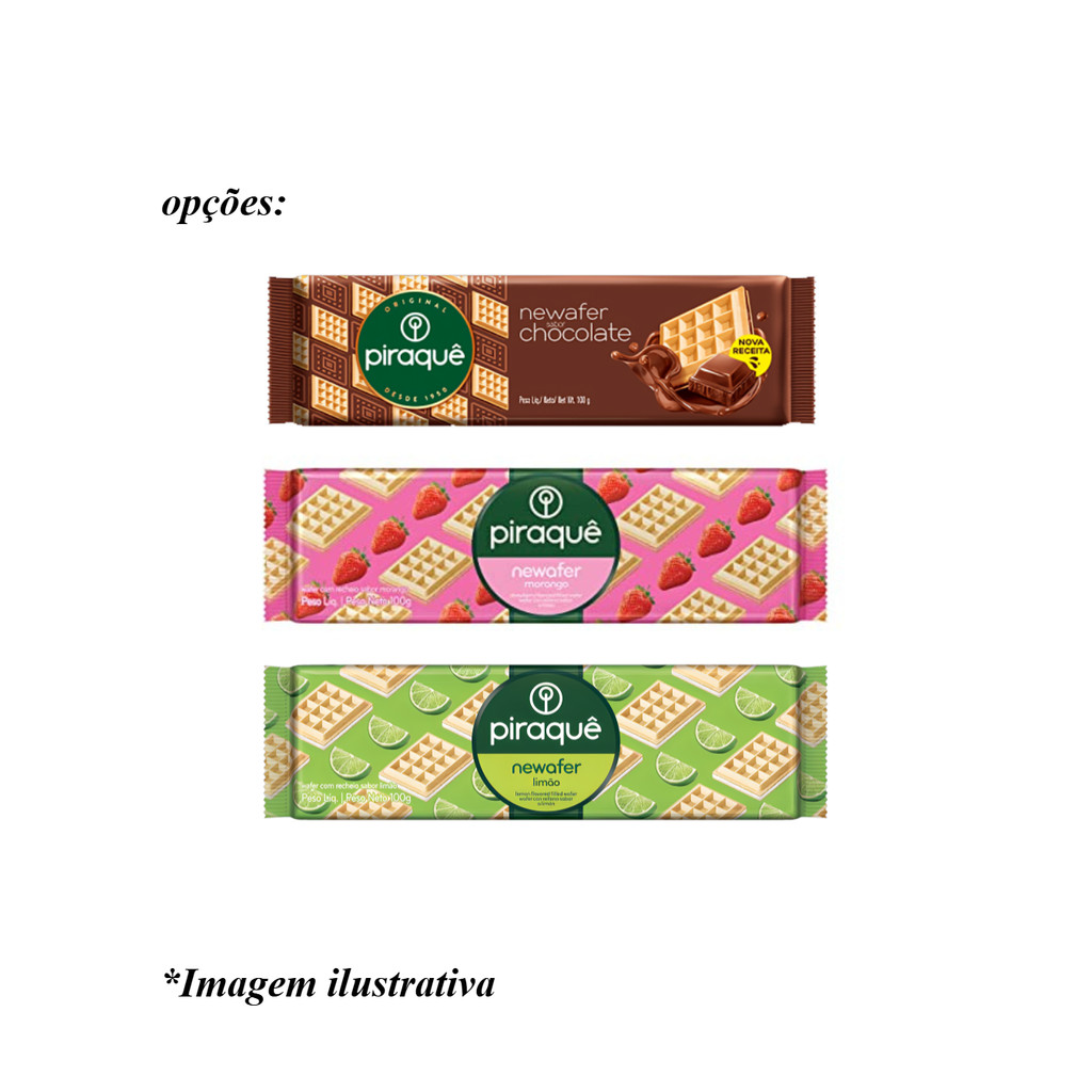 Biscoito Wafer Recheado Piraquê Newafer Pacote 100g - Opções: Morango, Chocolate ou Limão 🍪✨