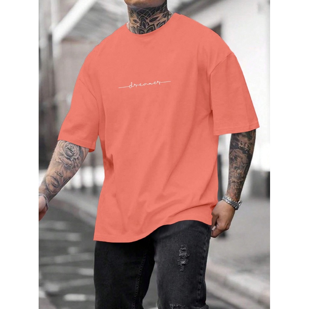 Camiseta Streetwear Estilo Rua Skatista Unissex Larga Confortável Camisa Estampada Bordado Oversized