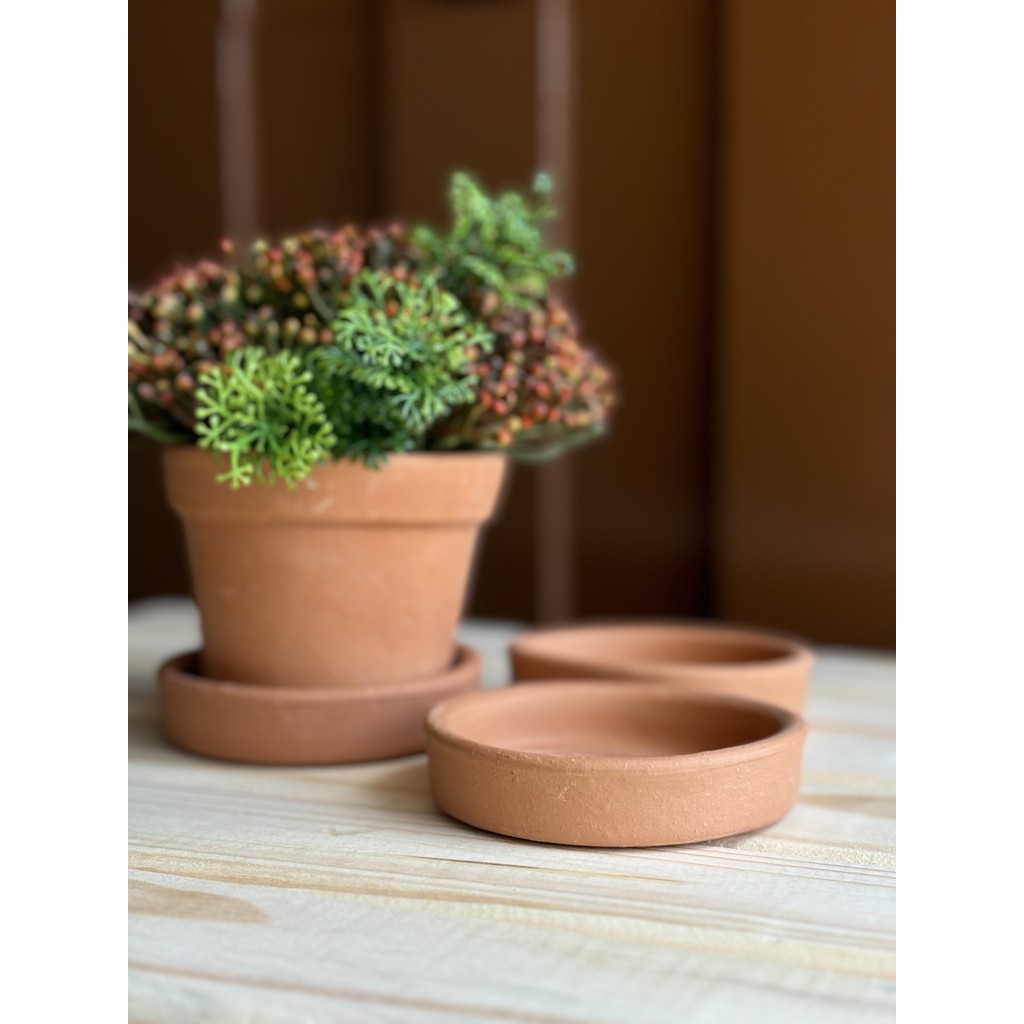 Pratinho De Barro Para Vasos n°1 Com Vaso Mini Violeta (kit c/ 18)
