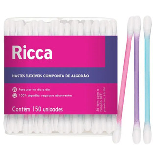Cotonete Colorido com Ponta em Algodão 150 Unidades Ricca em Oferta na Shopee