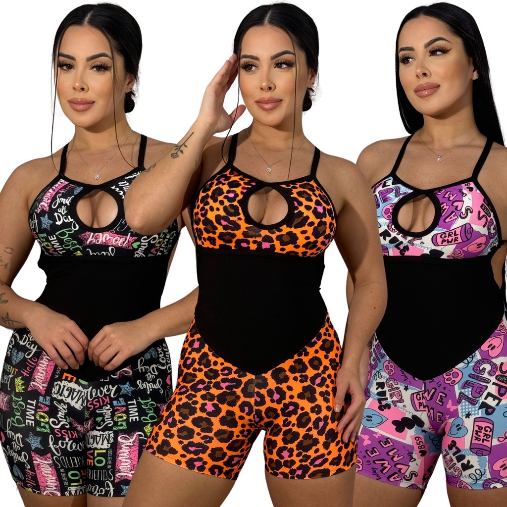 Macaquinho De Academia fitness Short Shortinho Curto Estampado