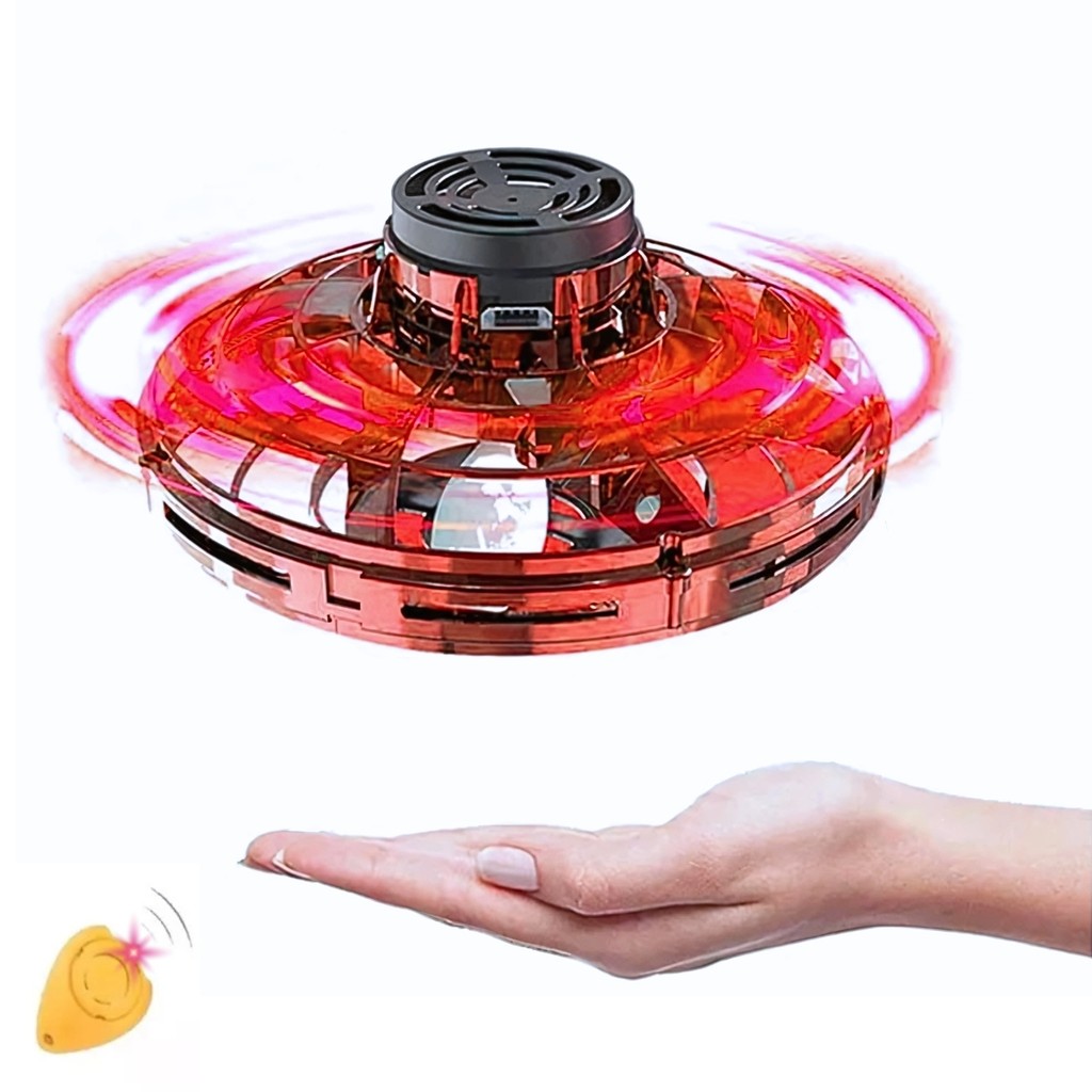 Disco Spinner Voa Divertido Led Drone Bomerang Brilha Infantil 360° Vermelho Castela