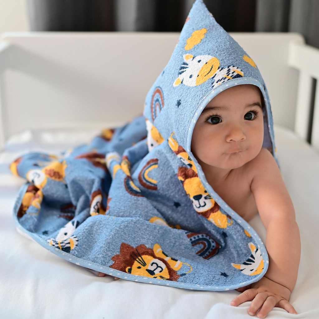 Toalha de Banho Estampada Leão Azul Bublim Petit