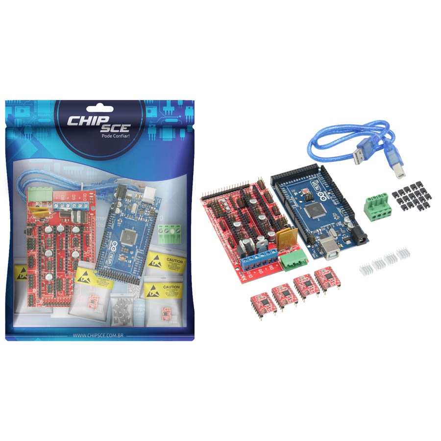 Kit Impressora 3d Mega2560 Ramps1.4 Driver A4988 Ard.