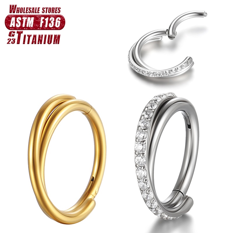 Tragus Piercing Cartilagem Cristal CZ Brincos F136 Titanium Septum Unisexo Helix Circular Punching 16g Sexy Body Jewelry Women Acessórios em Oferta na Shopee
