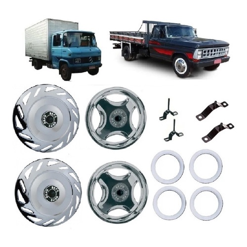 Calota Caminhão Mb 608 709 F4000 Aro 16 C/ Faixas E Suportes em Oferta na Shopee