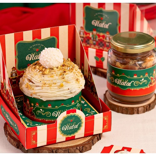 10 Caixa para Mini Panetone com Tampa de Acetato Natalina 3409 (JANGO NATAL 2023) - Stationery
