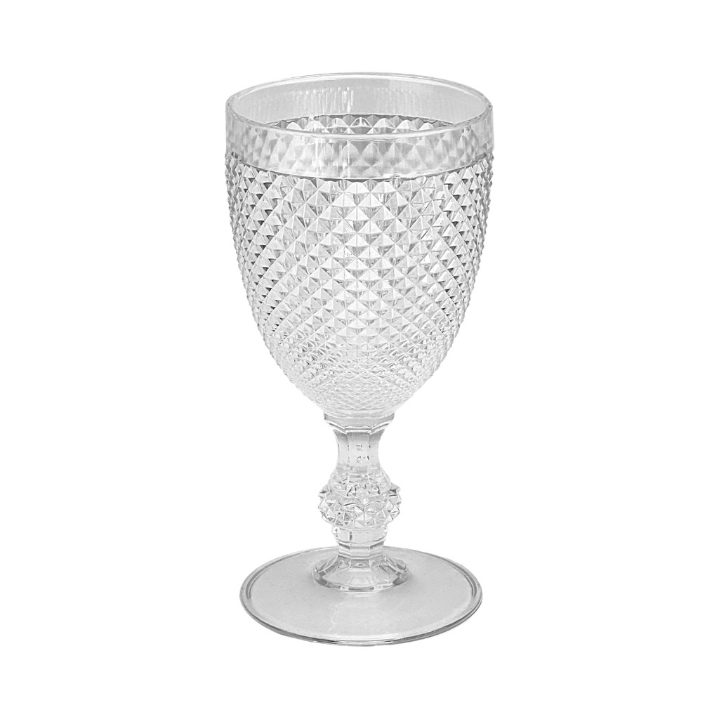 Taça de Vinho e Água Diamond Diamante Crystal 390 ml em Poliestireno Mesa Jantar Vinho Tinto Resistente Inquebrável