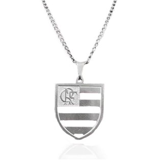 Cordão Corrente Groumet 60cm Masculino Feminino Pingente Escudo Flamengo Aço Inox em Oferta na Shopee