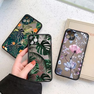 Estojo De Telefone Transparente Fosco Duro Para Samsung Galaxy A13 A23 A33 A53 A73 A14 A34 A54 A32 A52 A52S A72 A51 A71 Vintage Deixa Capa De Flor
