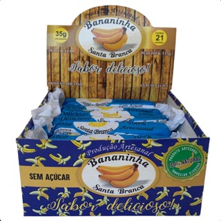 Bananinha Artesanal Santa Branca Sem Açúcar 100% Natural com 21 unidades de 35gr