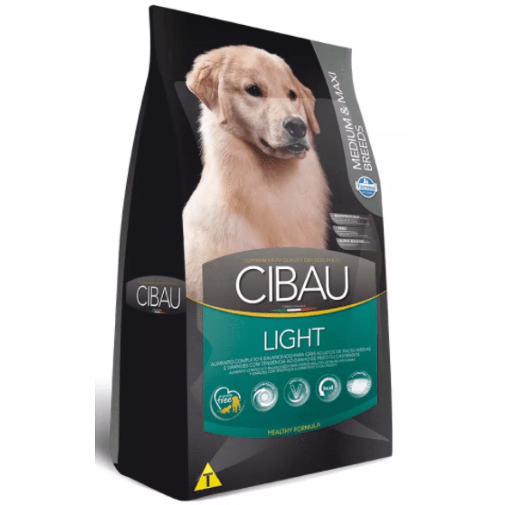 Ração Cibau Medium & Maxi Light para Cães Adultos de Raças Médias e Grandes - 12kg