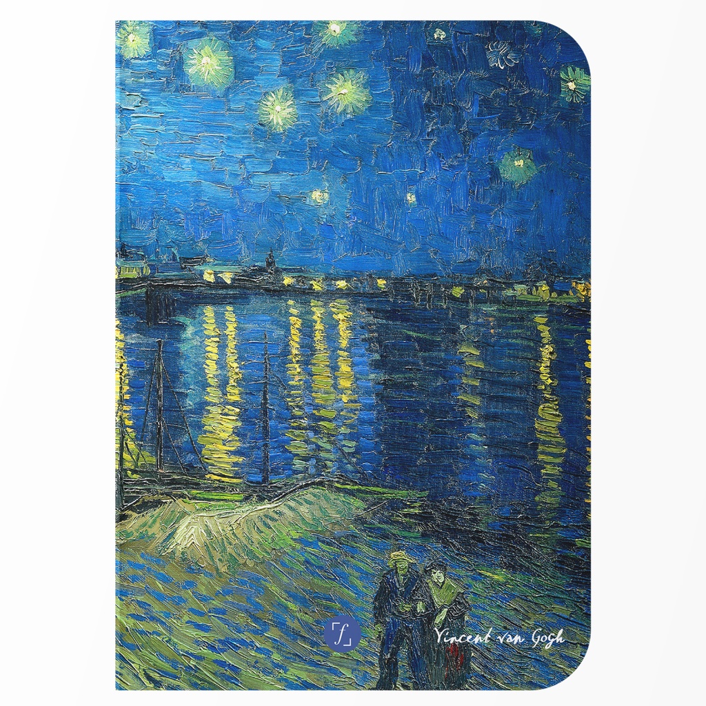 Caderno sem Pauta A5 40 Folhas Capa Flexível - Noite Estrelada sobre o Ródano de Van Gogh
