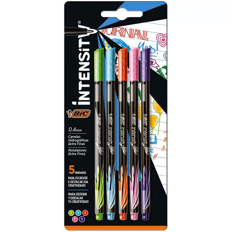 Caneta hidrográfica Point Intensity com 5 unidades Bic em Oferta na Shopee