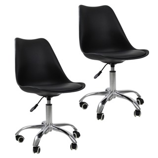 Kit 2 Cadeiras Office Com Rodizio Giratória Saarinen