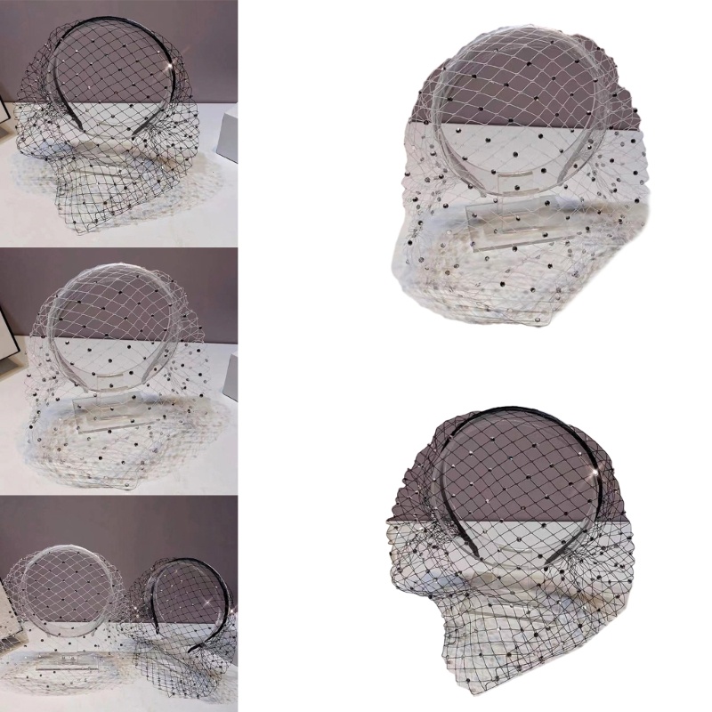 QUICKR Strass Malha Hairband Moda Artesanal Cabeça Hoop Véu Cocar Traje