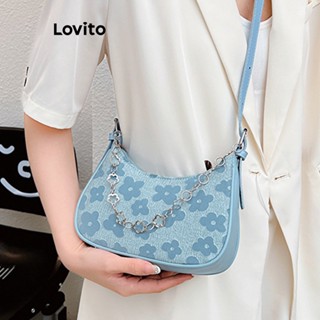 Lovito Bolsa Pequena de Ombro Jacquard para Mulheres LFA04024 (Azul/Preto)