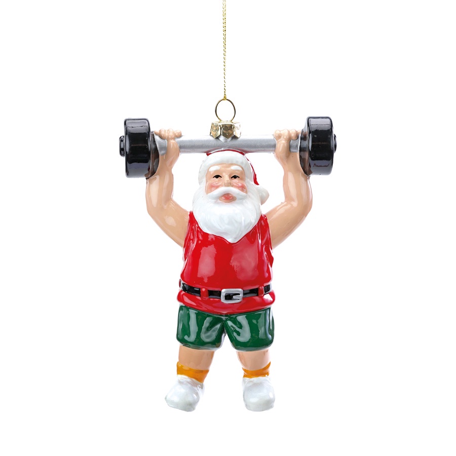 Enfeite de Natal para pendurar - Papai Noel Academia - 13cm - 1 unidade - Cromus - Rizzo - Home & Living