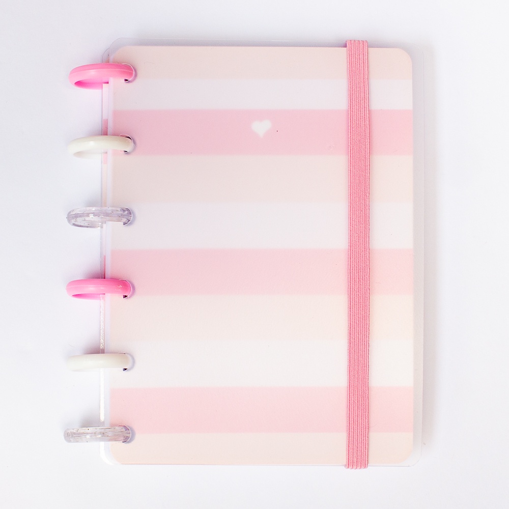 Basiquinho caderno disco inteligente pequeno - Rosa listrado em Oferta na Shopee