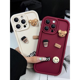 Caixa Fofa De Café 3D Para iPhone 11 12 13 14 15 Pro MAX 11Pro X XR XS 6 6S 7 8 Plus SE 2020 13Pro 14Pro Capa Protetora De Silicone Líquido À Prova De Choque