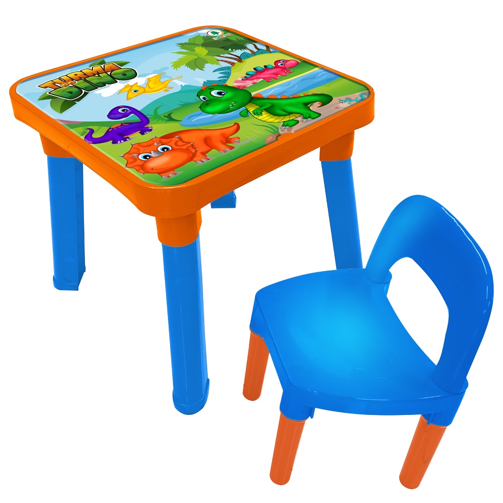 Mesinha Cadeira Infantil Criança Turma Dinossauro Didático