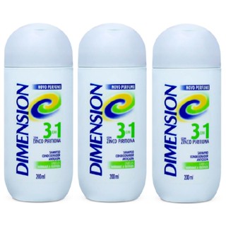 Kit  Shampoo Dimension 3 em 1 Anticaspa Oleosos  200ml - 3 Unidades