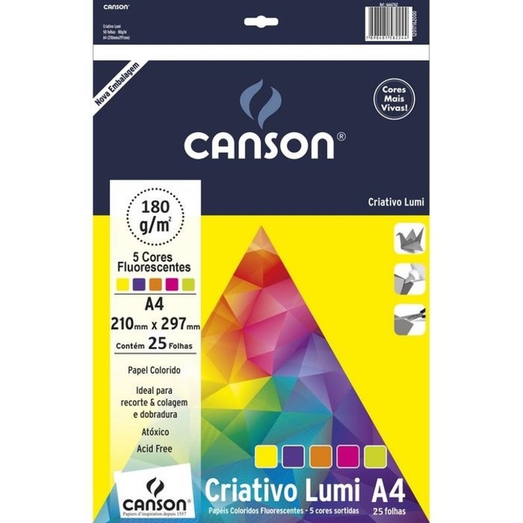 BLOCO ESTUDANTE CRIATIVO A4 180GR C/25FLS 5 CORES LUMI   66667171 - Stationery