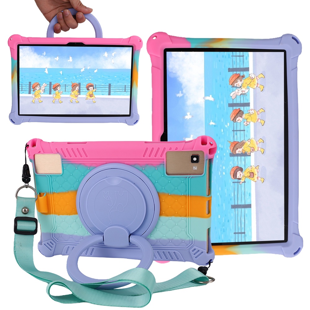 Capa De Silicone Macia Rotativa 360 Para Crianças Samsung Galaxy Tab S10 Pro S9 Ultra 10.1 Inch 2022 Android Tablet PC 25 * 16cm Tampa Do Suporte Com Alça De Ombro