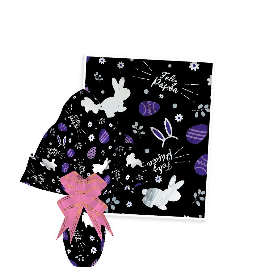 25 Sacos Express  PÁSCOA GARDEN PRETO Ovo Páscoa 100g a 150g - 24X24 cm  Luckyfest - Stationery