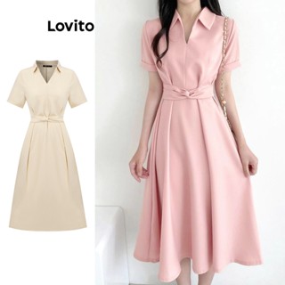 Lovito Elegante Vestido Feminino Liso Cruzado L74ED182