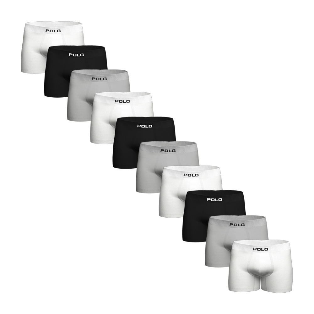 Kit Com 10 Cuecas Boxer Polo 781 Algodão Sem Costura Sortido em Oferta na Shopee