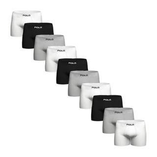 Kit Com 10 Cuecas Boxer Polo 781 Algodão Sem Costura Sortido