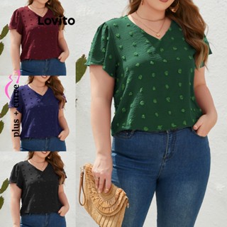 Lovito Blusa Casual Lisa Pom Pom Plus Size Para Mulheres LNL43184