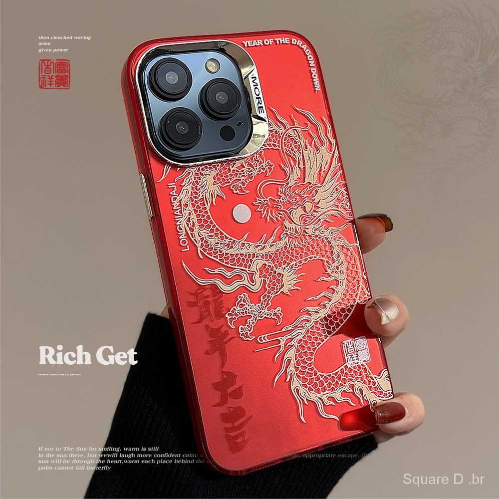 Red National Tide 12 Hard Chinese Wind New Year iphone13promax Dragon Teng aplicável 1411 capas de telefone 15 maçãs