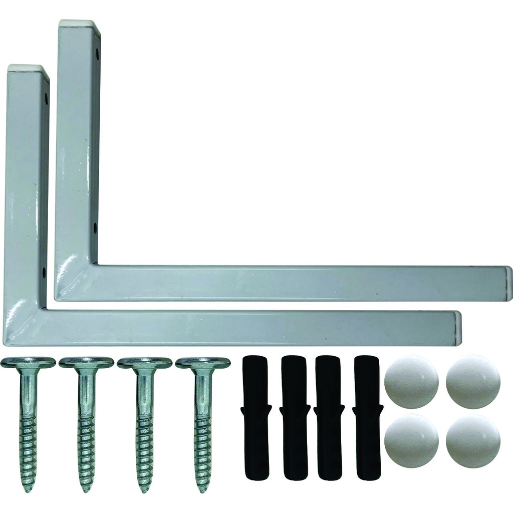 Kit 2 Suportes Mão Francesa Cantoneira Prateira Branco 30cm