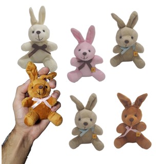 Kit 6 Coelhos de Pelúcia Páscoa Presente Decoração Enfeite