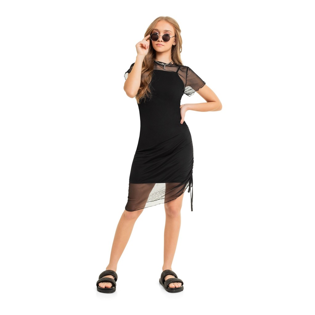 Vestido Juvenil com Sobreposição Gloss em Oferta na Shopee