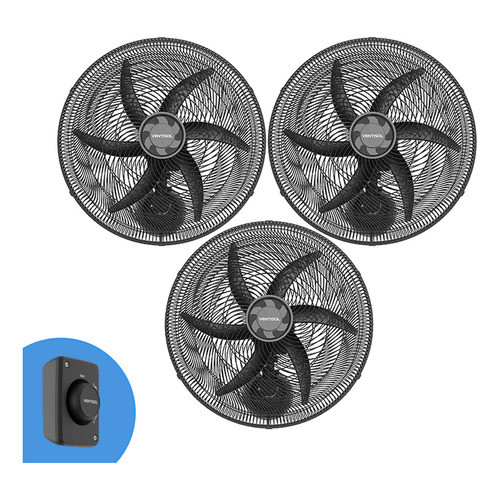 Kit 3 Ventiladores De Parede Potente 50cm Diâmetro Com 6 Pás P/ Igreja Academia Lojas Preto Ventisol em Oferta na Shopee