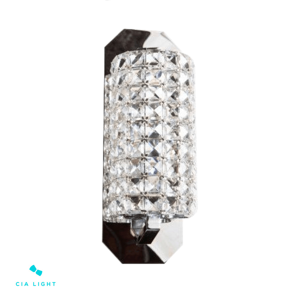 Arandela de Parede Interna Cristal 15x12x34cm 2xG9 D&D Iluminação Inox Cromado