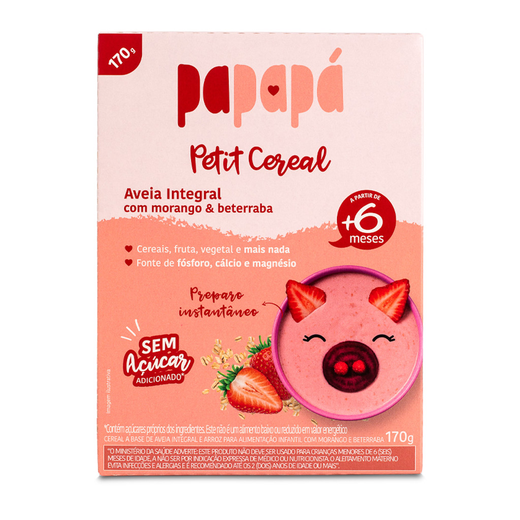 Cereal Infantil Papapá Aveia Morango Beterraba S Açúcar 170g
