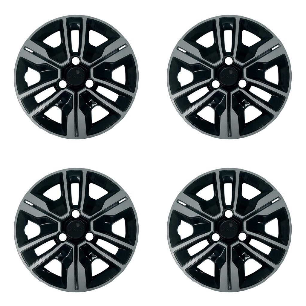 Calota Aro 14" Preto/Prata Mod Kwid Outsider 2023 Grid (Jogo c/ 4 Calotas) Grid - 880AR-PBP-E