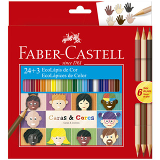 Lápis de cor 24 cores + 6 tons de pele Caras e Cores 120124CC Faber-Castell em Oferta na Shopee