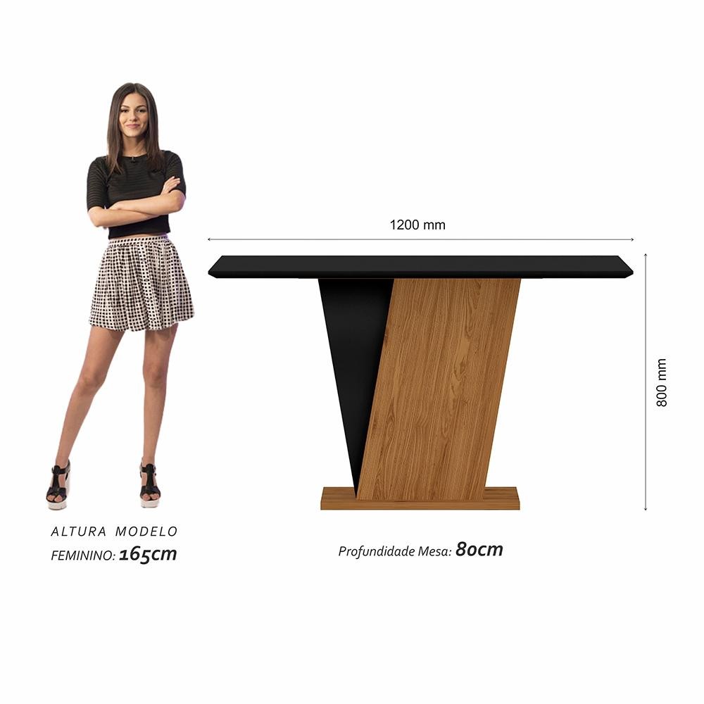 Detalhes do Mesa Com 4 Cadeiras Qatar 1,20 Cin/pre/preto - Móveis Arapongas