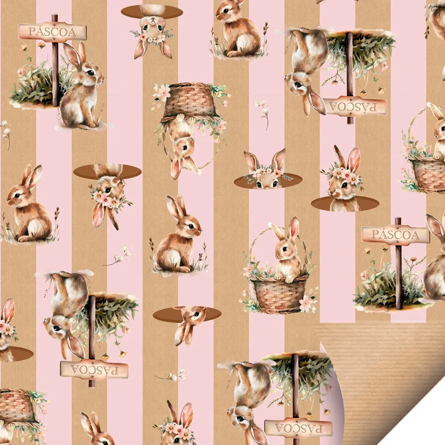 Folha para Ovos de Páscoa Papel Kraft Doce Páscoa Rosa 69x89cm - 10 unidades - Cromus - Rizzo em Oferta na Shopee