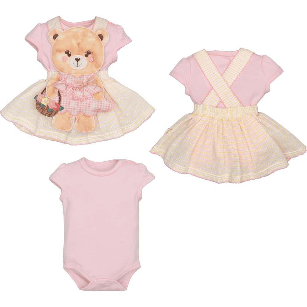 Vestido Com Body Bebê Menina Suedine Estampado Upi Uli