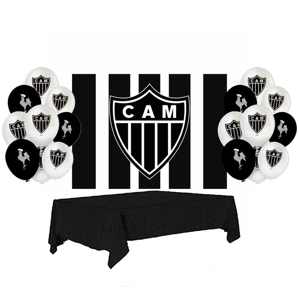 Kit festa Atlético Mineiro Decoração Toalha + Painel + Balão Cor e resistência em Oferta na Shopee