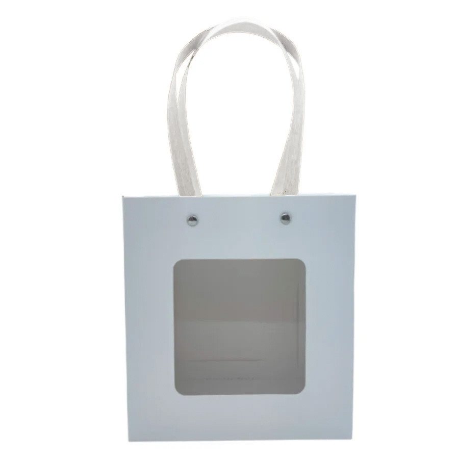 Sacola de Papel com Gaveta e Visor Alça Branca 20x22x9cm - Branca - 10 unidades - Rizzo em Oferta na Shopee