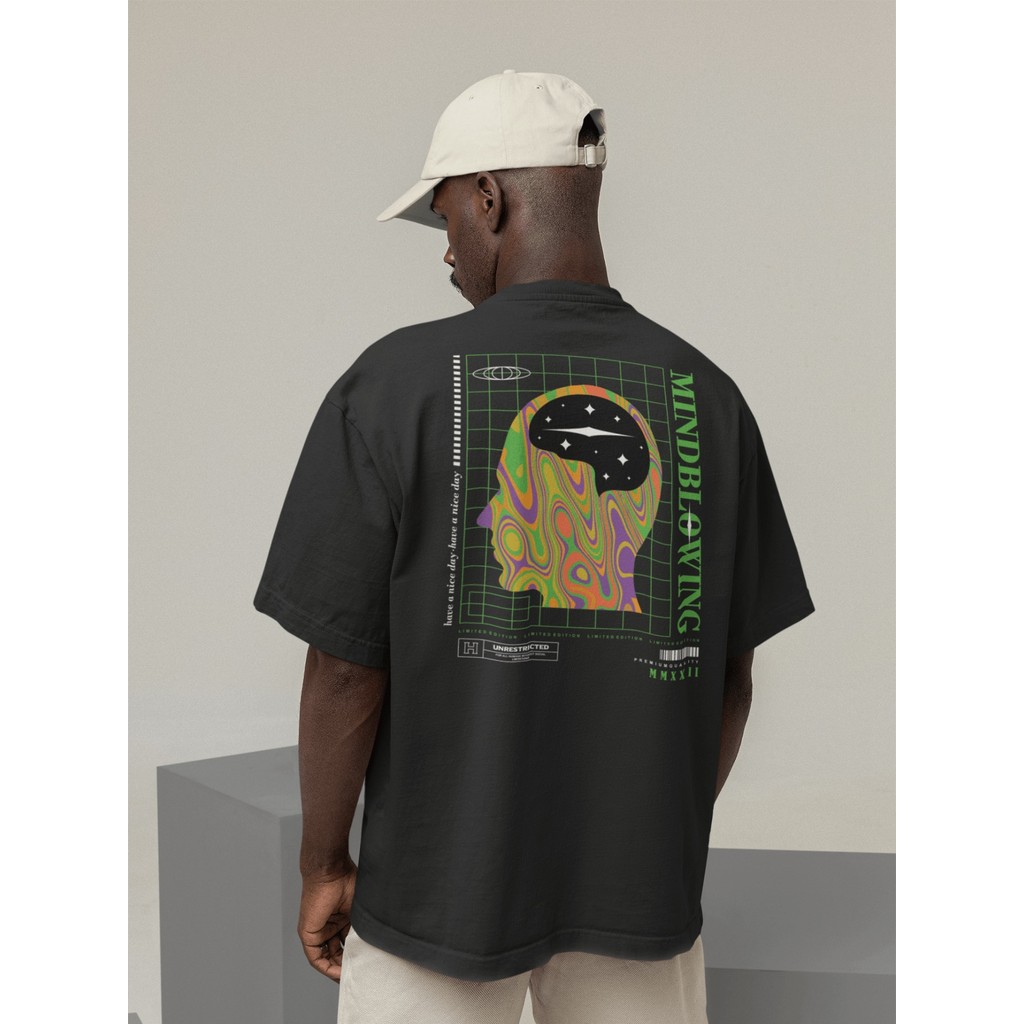 Camiseta Oversized Gola Alta Streetwear Masculino e Feminino 100% Algodão  Preto e Off Whte Estampado - MINDBLOWING