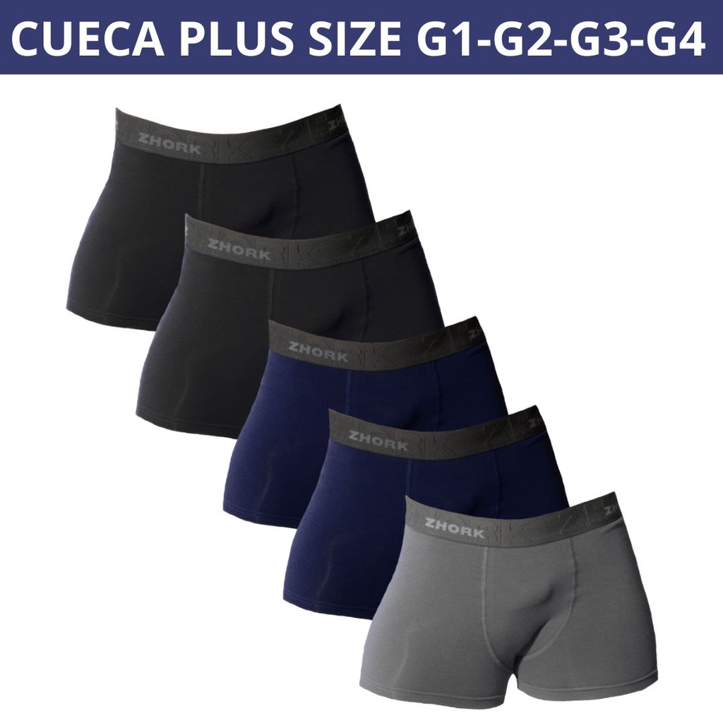 KIT 5 CUECAS BOX BOXER PLUS SIZE EXTRA GRANDE G1 G2 G3 G4 ORIGINAL ZHORK