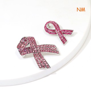 NM Fashion Pink Ribbon Rhinestone Broches De Fita Cor-De-Rosa Broche De Conscientização Ao Câncer De Mama HIV E AIDS Badge Women Brooch Jewelry